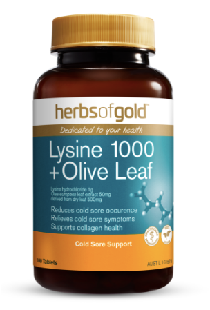 Herbs of Gold Lysine 1000 + Olive Leaf 100 tabs