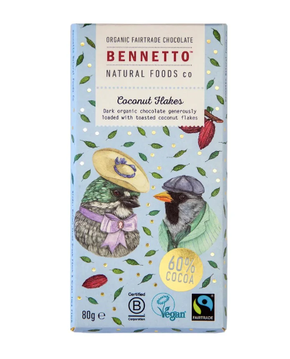 Bennetto Dark Chocolate Coconut Flakes 80g